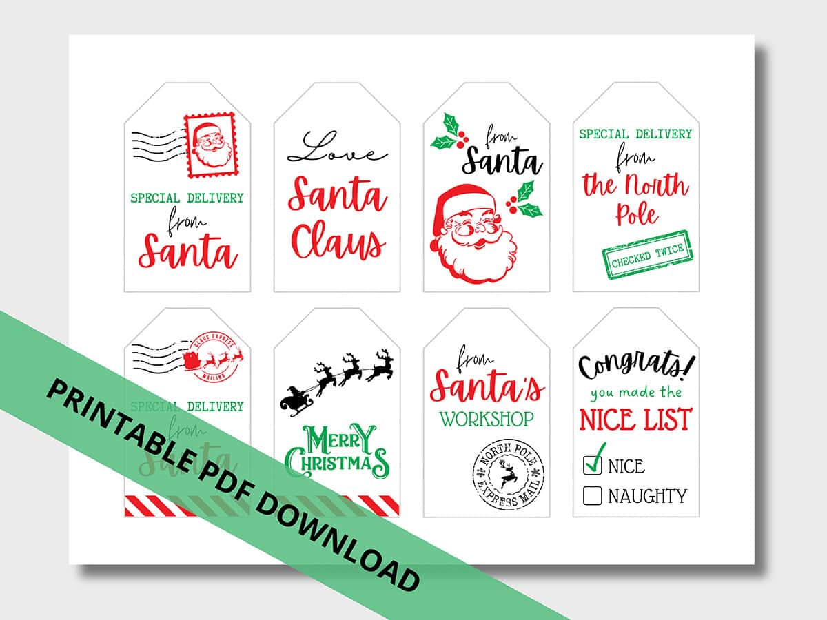 free printable "from santa" gift tags for christmas - aubree originals